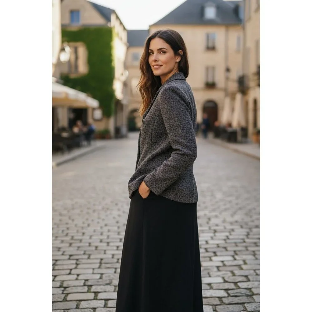 Julian Taylor Womens Two-Piece Suit Dress Size 14 Gray & Black Polyester Blend - Picture 3 of 14